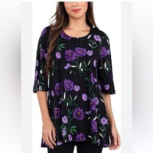Leota‎ Ladies A-line Purple Tunic Flowing Flutter Sleeves Small